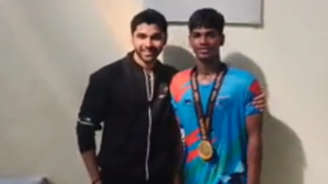 கபடி வீரர் அபினேசுக்கு நடிகர் துருவ் விக்ரம் நேரில் வாழ்த்து!