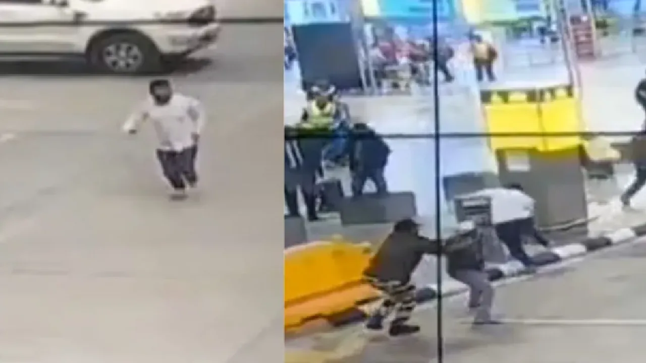 பெங்களூரு விமான நிலையத்தில் டாக்ஸி ஓட்டுநரை கத்தியுடன் துரத்திய  நபரை சுற்றிவளைத்த CISF வீரர்கள்!