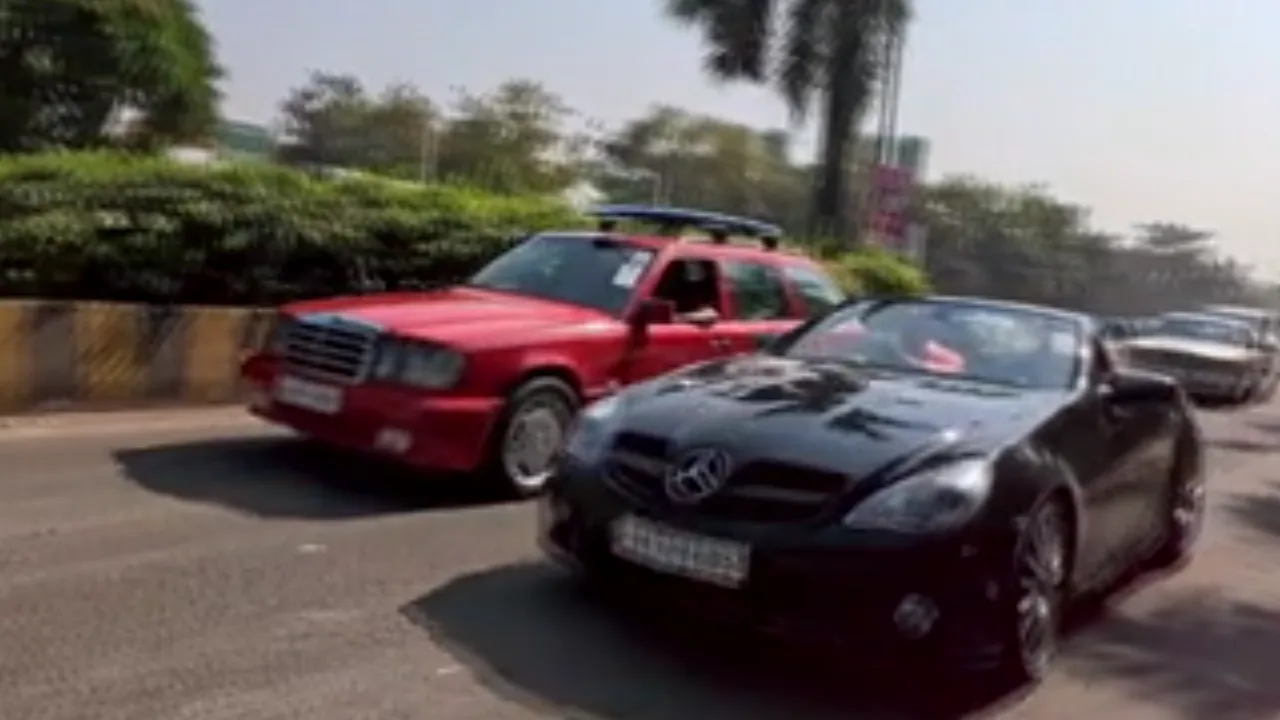 மும்பை சாலையை அலங்கரித்த மெர்சிடிஸ் பென்ஸ் விண்டேஜ் கார் பேரணி!