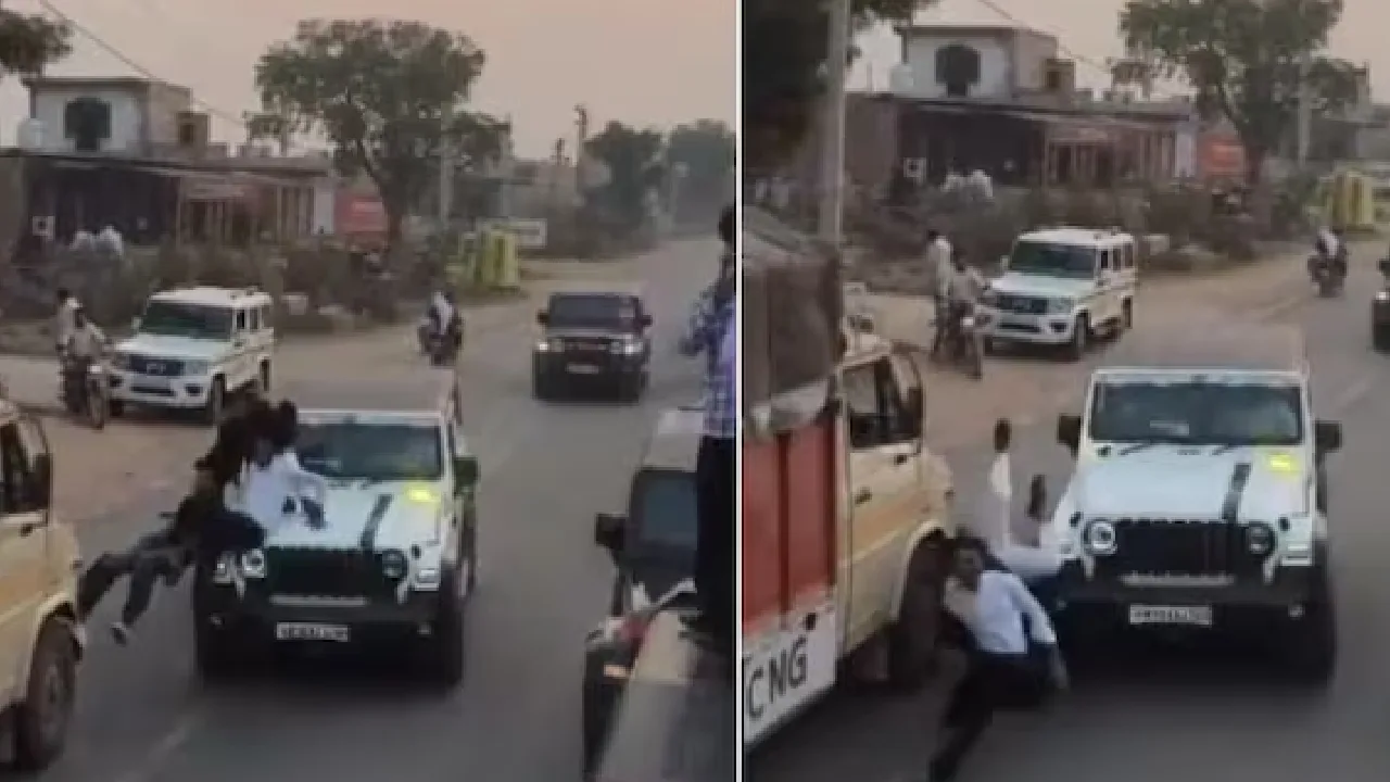 ஹரியானா : ஓடும் காரின் மேற்கூரையில் பயணித்த 3 பேர் – நல்வாய்ப்பாக உயிர் பிழைப்பு!