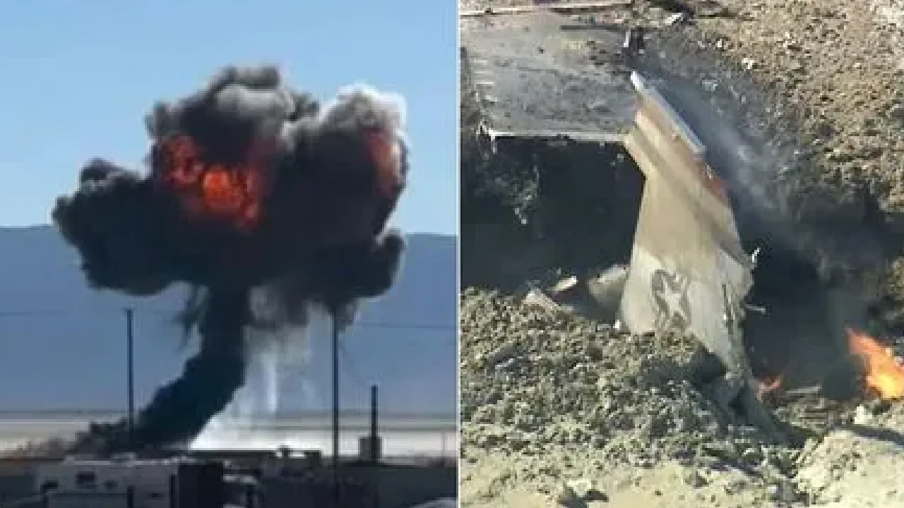 அமெரிக்கா : கீழே விழுந்து நொறுங்கிய எஃப் 16 போர் விமானம் – வீடியோ வைரல்!