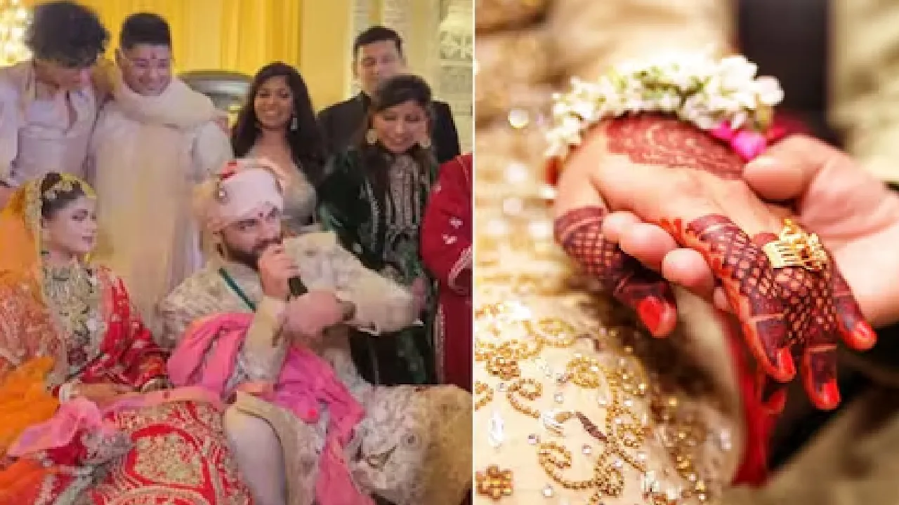 டெல்லி : திருமண நிகழ்வில் மணமக்கள் இடையே நடைபெற்ற சுவாரசியமான சம்பவம்!