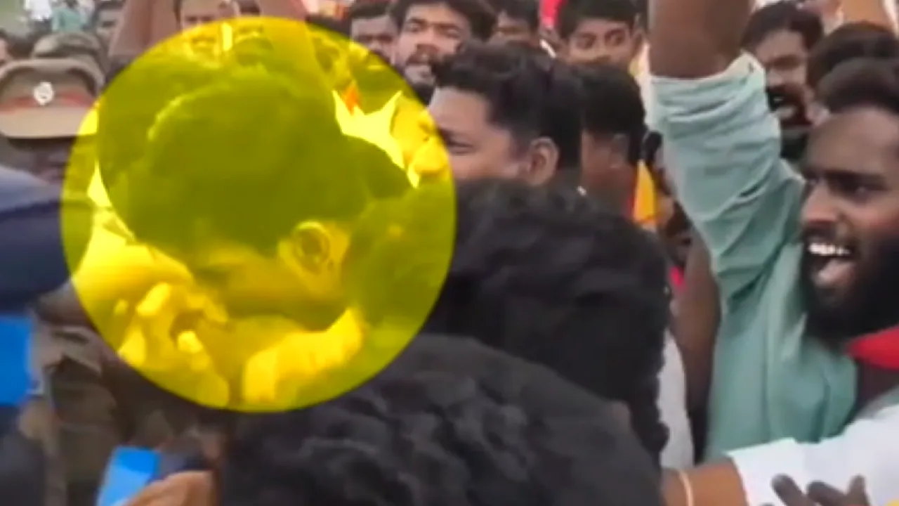 பாலக்கோட்டில் நடைபெற்ற போராட்டத்தில் காவலரின் கையை கடித்த தவெக தொண்டர்!