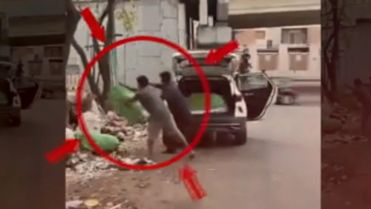 கர்நாடகா  காரில் வந்து சாலையில் குப்பை மூட்டைகளை வீசி சென்ற நபர்கள்!