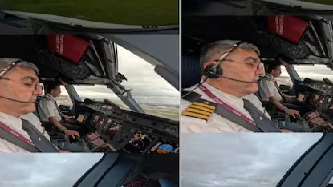 லண்டன் : மேக கூட்டங்களுக்கு இடையே தரையிறங்கிய விமானம்!