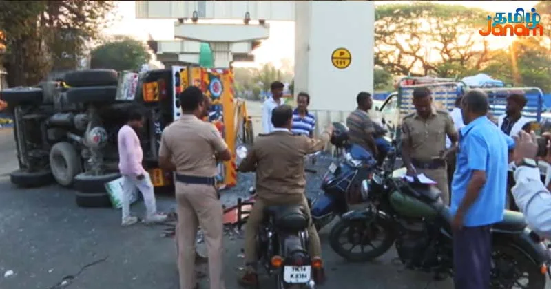சைதாப்பேட்டை அருகே அரசு பேருந்தும் கனரக வாகனமும் மோதி விபத்து!